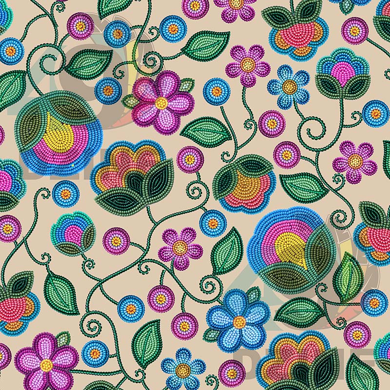 Turquoise Sunbeam Cream Cotton Poplin