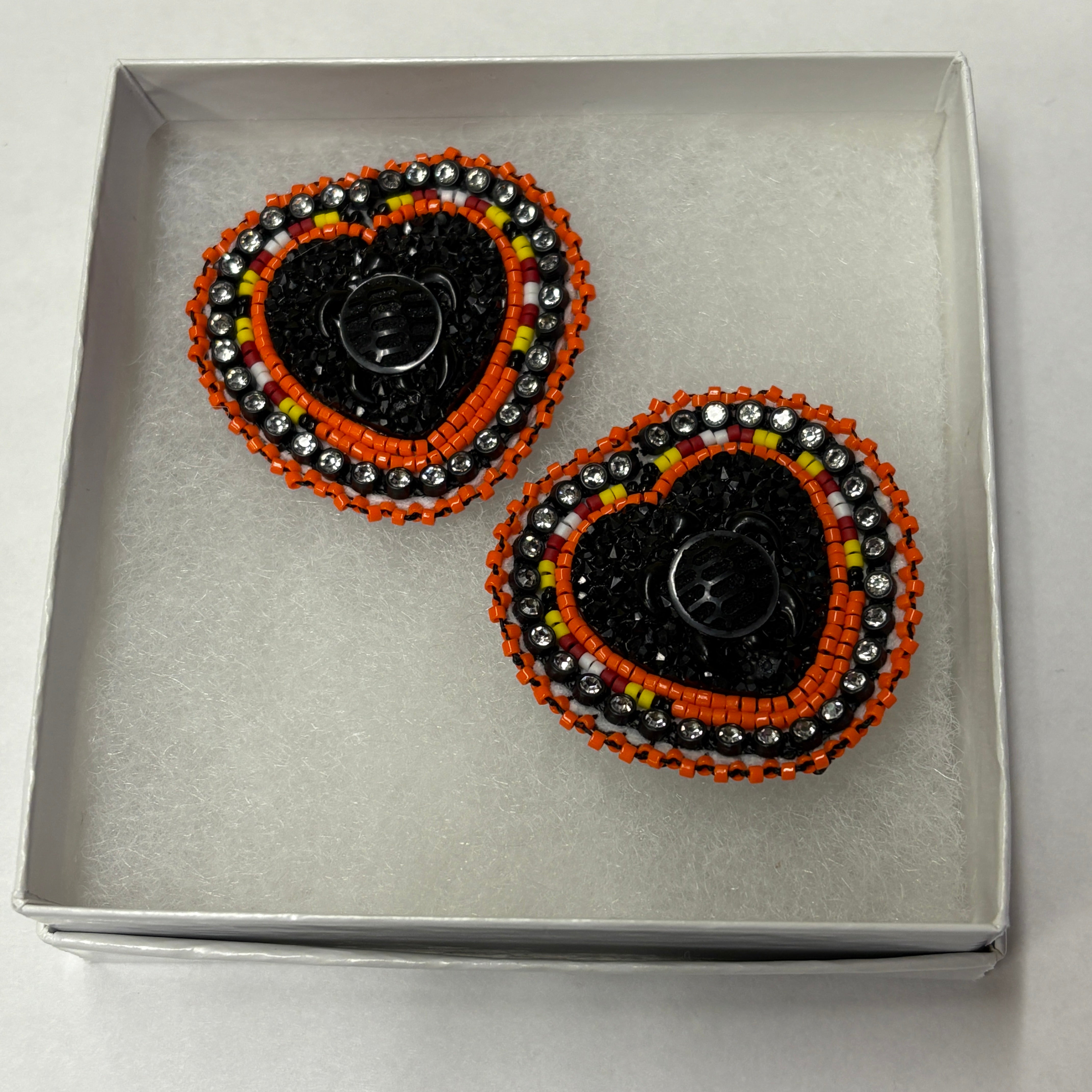 Anastasia Poucette Beaded Heart Orange Earrings