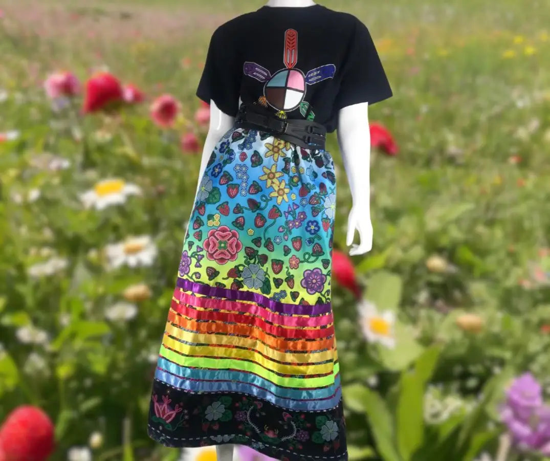 Berry Pop Rainbow Ribbon Skirt with Pockets and Underskirt Lining
